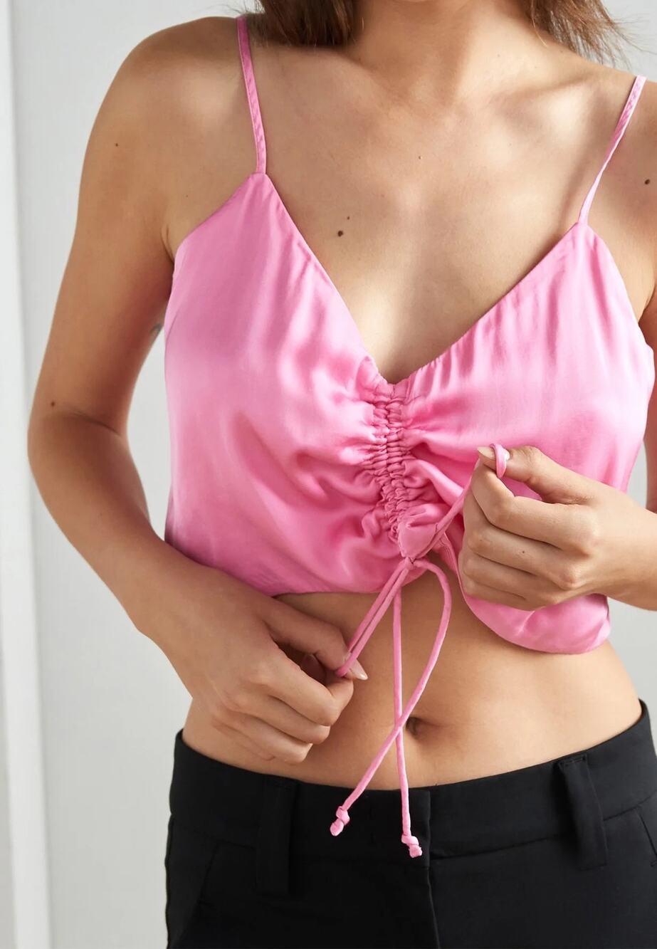 Aerie Satin Cinched Cropped Tank Top Size XS